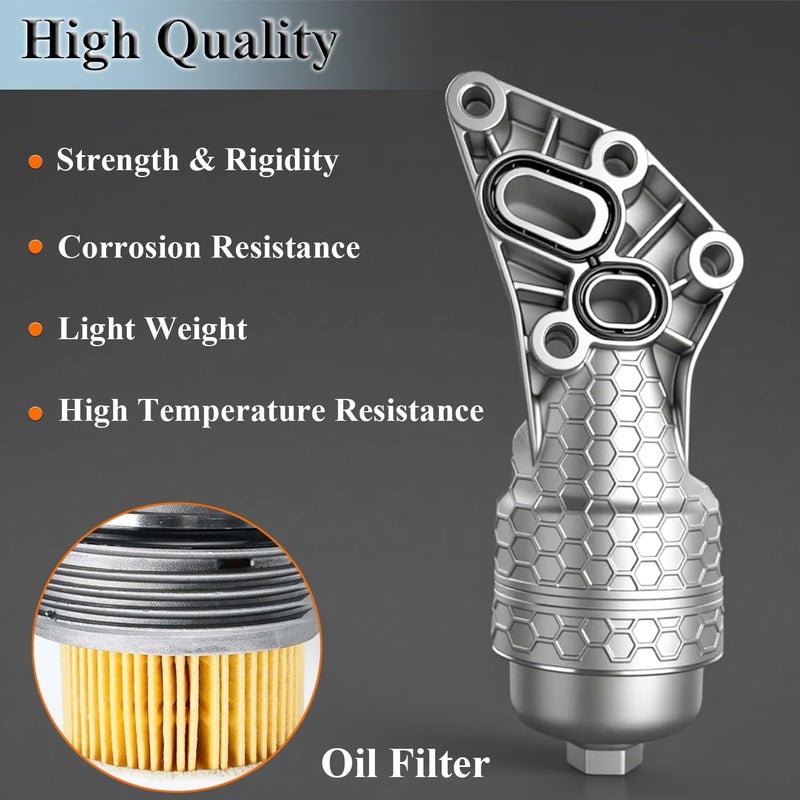 TINJO 26300-3LAA0 مبرد زيت المحرك من الألمنيوم مناسب لهيونداي جينيسيس G80 17-20 باليسيد 20-24 وكيا كادينزا 17-20 سيدونا 19-20 سورينتو 19-24 تيليورايد مجموعة محول علبة فلتر الزيت استبدال# 263453CKB0 - Image 4